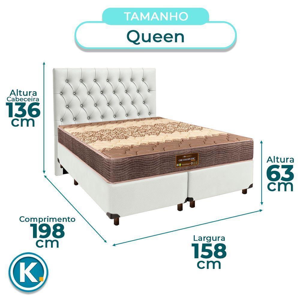 Conjunto Cama Box Branco Queen + Colchão D26 Ortophedic Sankonfort + Cabeceira - 3
