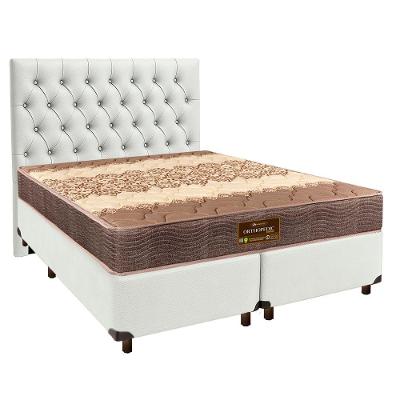 Conjunto Cama Box Branco Queen + Colchão D26 Ortophedic Sankonfort + Cabeceira