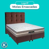 Conjunto Cama Box Blindado Casal + Colchão Molas Ensacadas Legriff Sankonfort + Cabeceira
