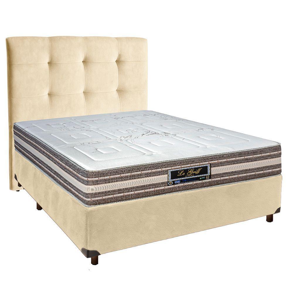 Conjunto Cama Box Perola Casal + Colchão Molas Ensacadas Legriff Sankonfort + Cabeceira - 1