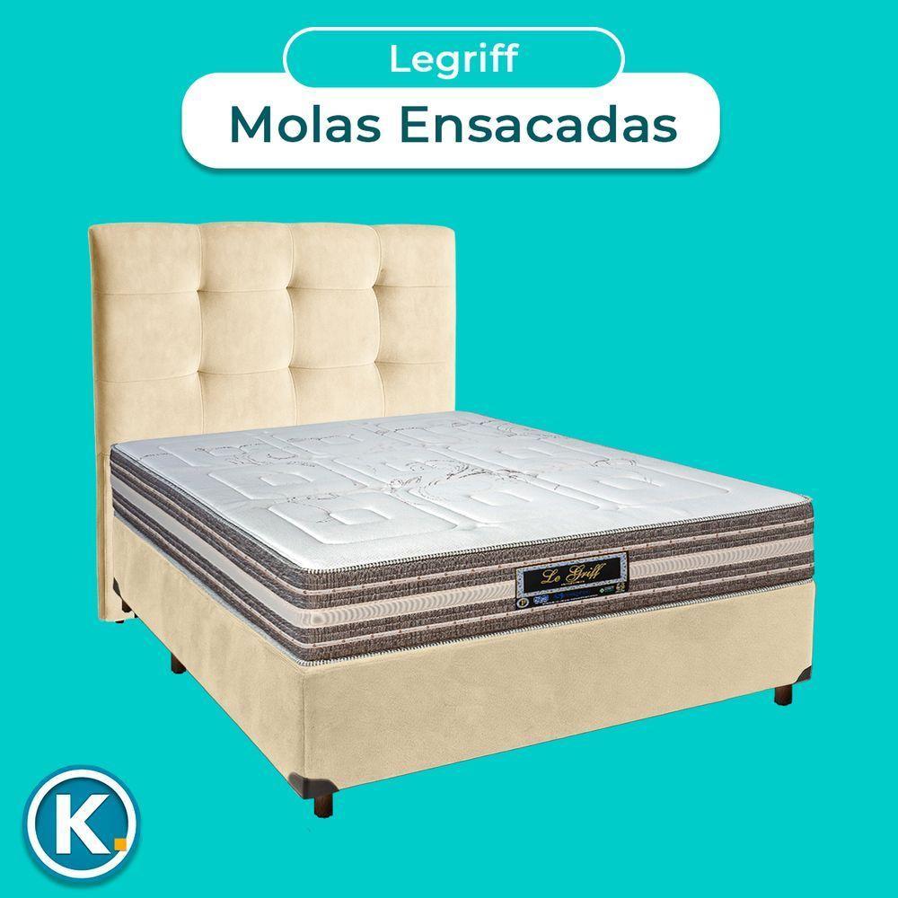 Conjunto Cama Box Perola Casal + Colchão Molas Ensacadas Legriff Sankonfort + Cabeceira - 2