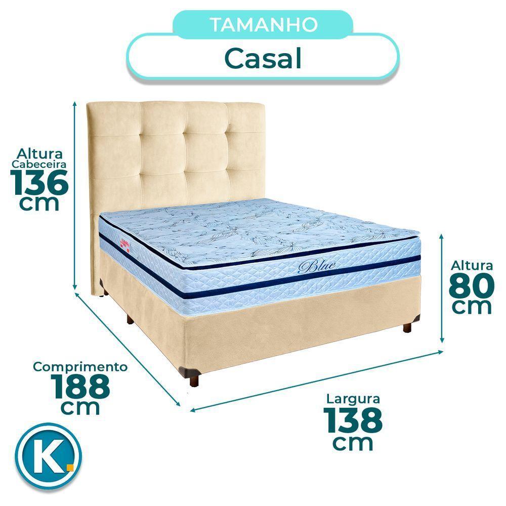 Conjunto Cama Box Blindado Casal + Colchão Molas Ensacadas Blue Paropas + Cabeceira - 3