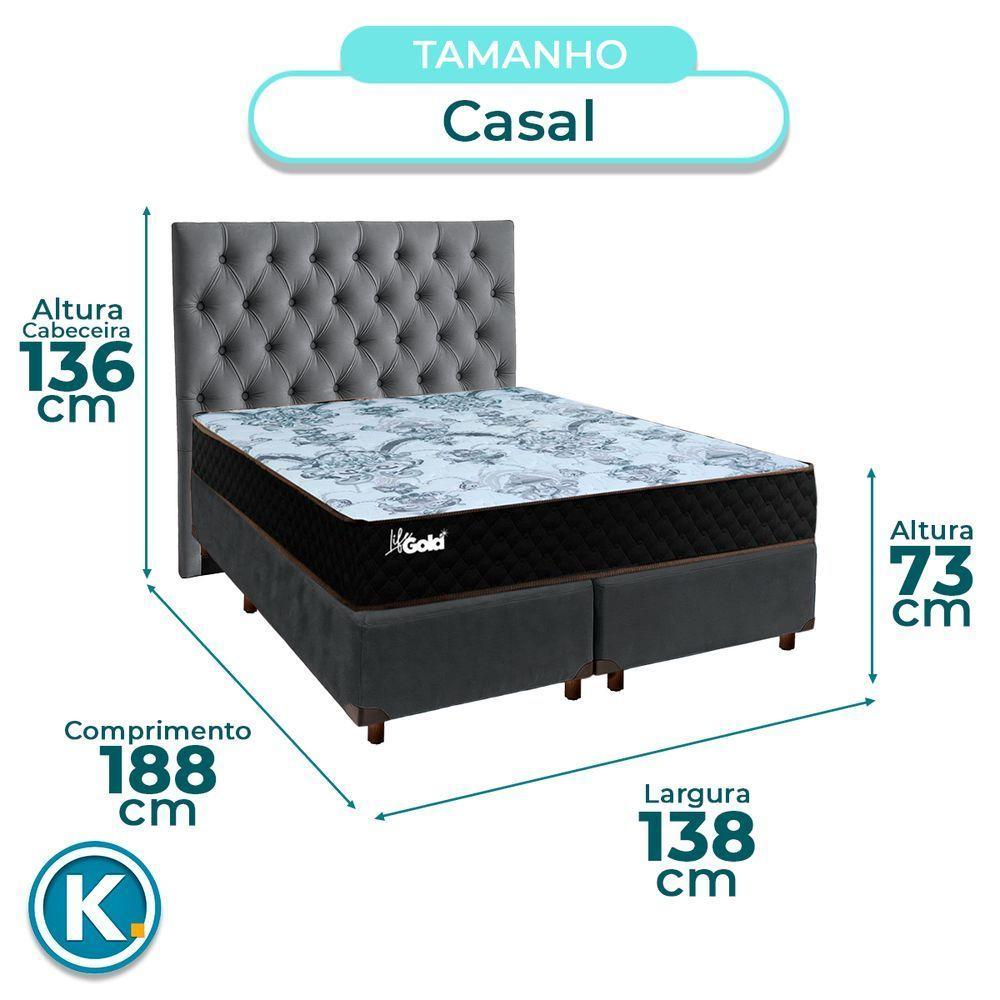 Kit Cabeceira + Cama Box + Colchão Casal Molas Ensacadas Life Gold Paropas - 3