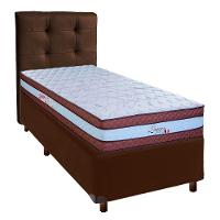Conjunto Cama Box Marrom Solteiro + Colchão Molas Ensacadas Legaccy Paropas + Cabeceira - 1