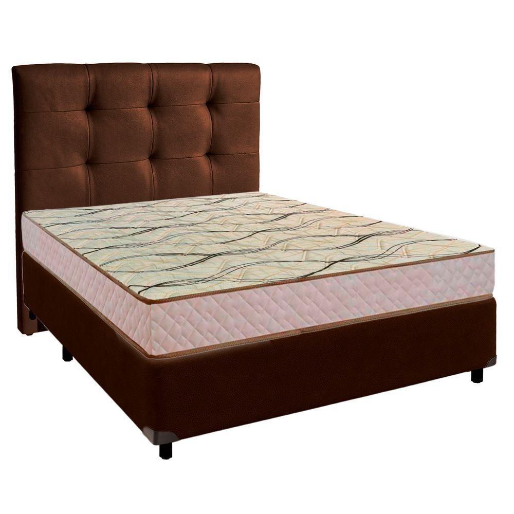 Conjunto Cama Box Marrom Casal + Colchão D33 Maxsono Paropas + Cabeceira - 1