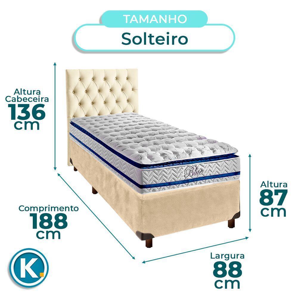Conjunto Cama Box Perola Solteiro + Colchão Molas Ensacadas Blue Paropas + Cabeceira - 2