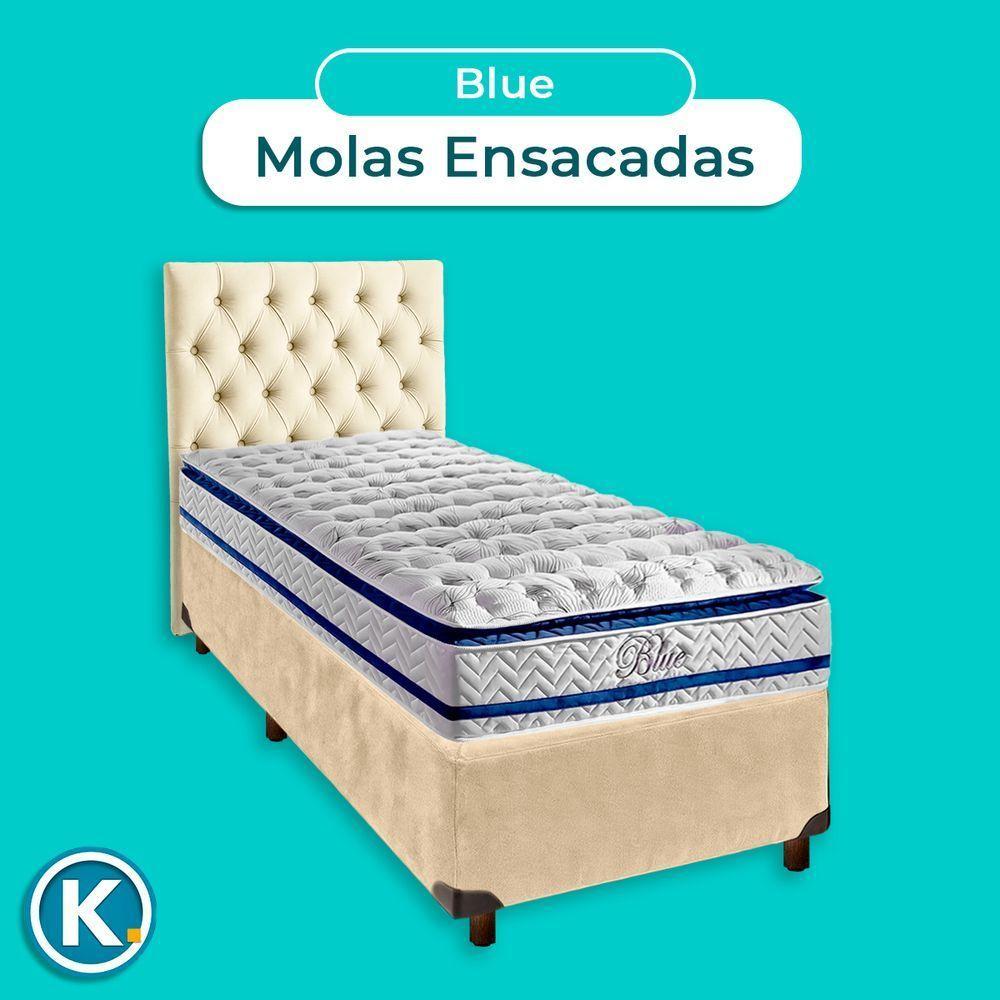 Conjunto Cama Box Perola Solteiro + Colchão Molas Ensacadas Blue Paropas + Cabeceira - 3