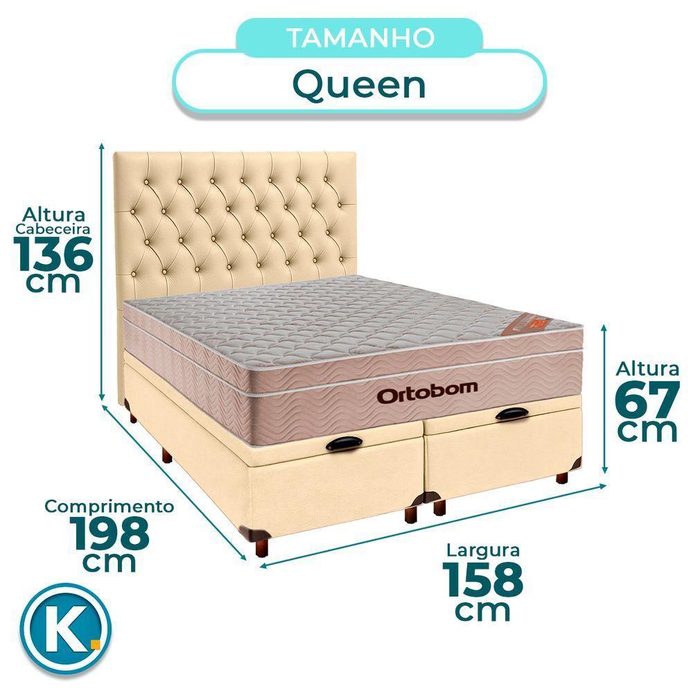 Kit Cabeceira + Cama Box Bau + Colchão Queen Molas Ensacadas Airtech Ortobom - 3