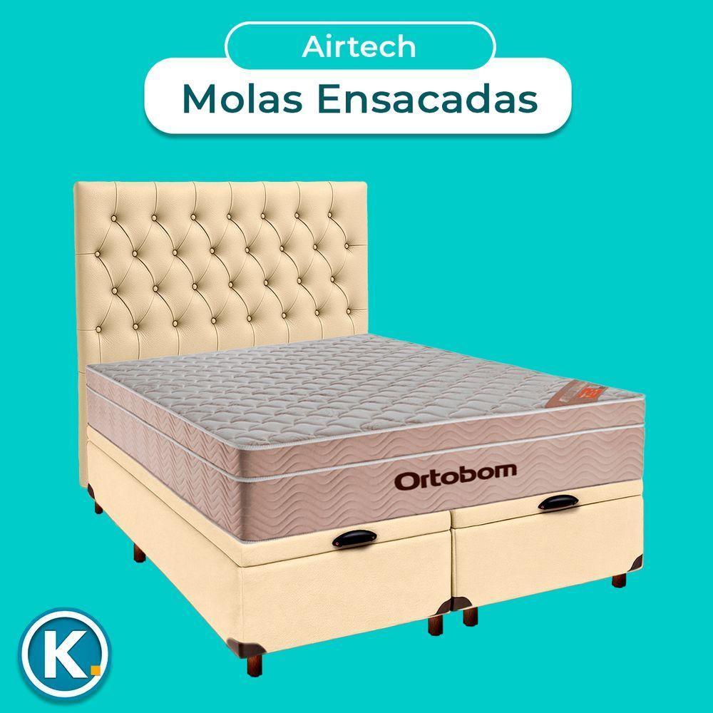 Kit Cabeceira + Cama Box Bau + Colchão Queen Molas Ensacadas Airtech Ortobom - 4