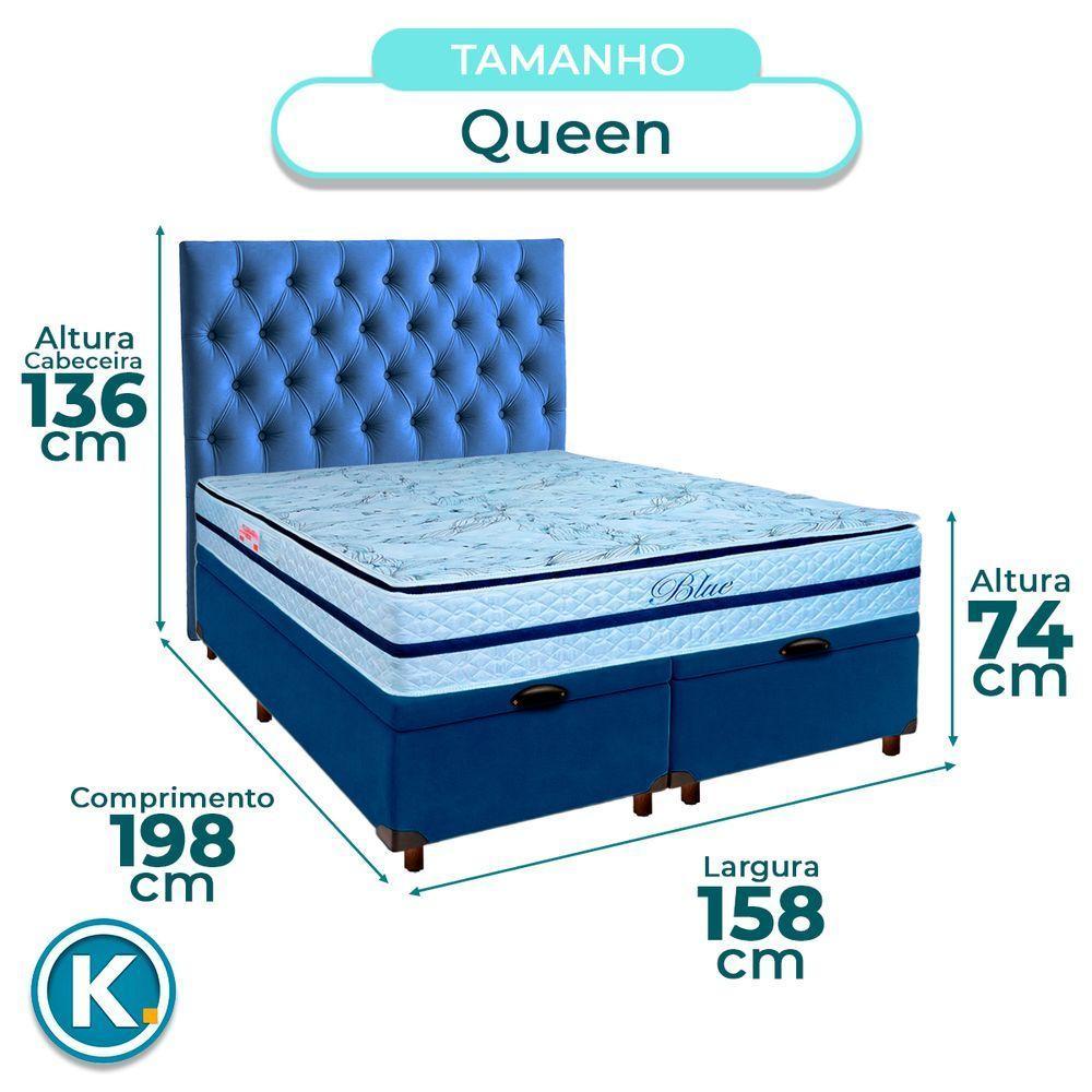 Conjunto Cama Box Bau Blindado Queen + Colchão Molas Ensacadas Blue Paropas + Cabeceira - 3