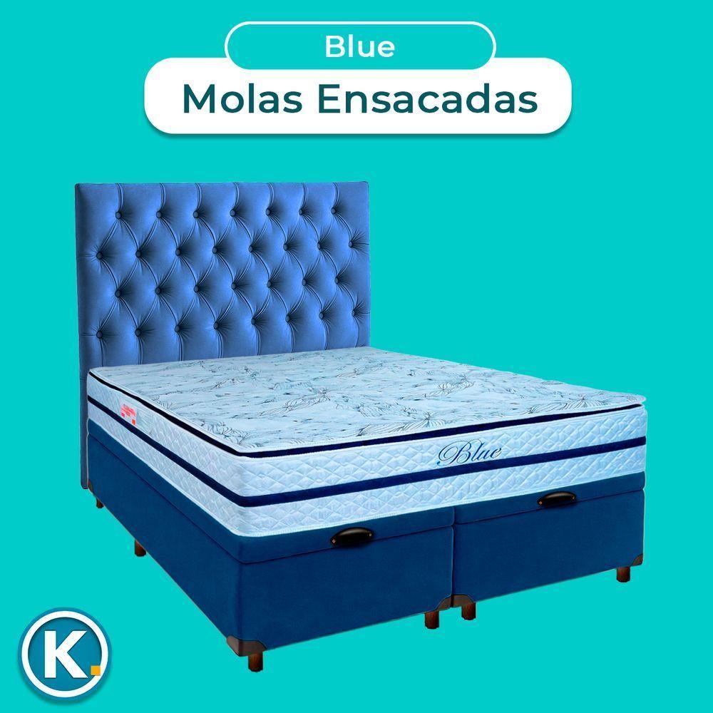 Conjunto Cama Box Bau Blindado Queen + Colchão Molas Ensacadas Blue Paropas + Cabeceira - 4