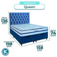 Conjunto Cama Box Bau Blindado Queen + Colchão Molas Ensacadas Blue Paropas + Cabeceira - 3