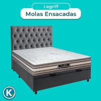 Conjunto Cama Box Bau Cinza Casal + Colchão Molas Ensacadas Legriff Sankonfort + Cabeceira - 2