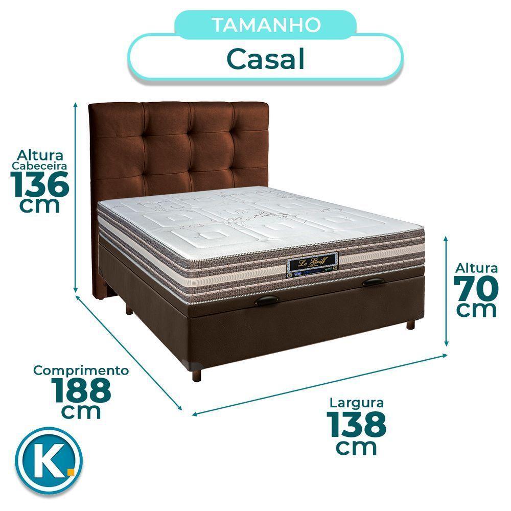 Conjunto Cama Box Bau Marrom Casal + Colchão Molas Ensacadas Legriff Sankonfort + Cabeceira - 3