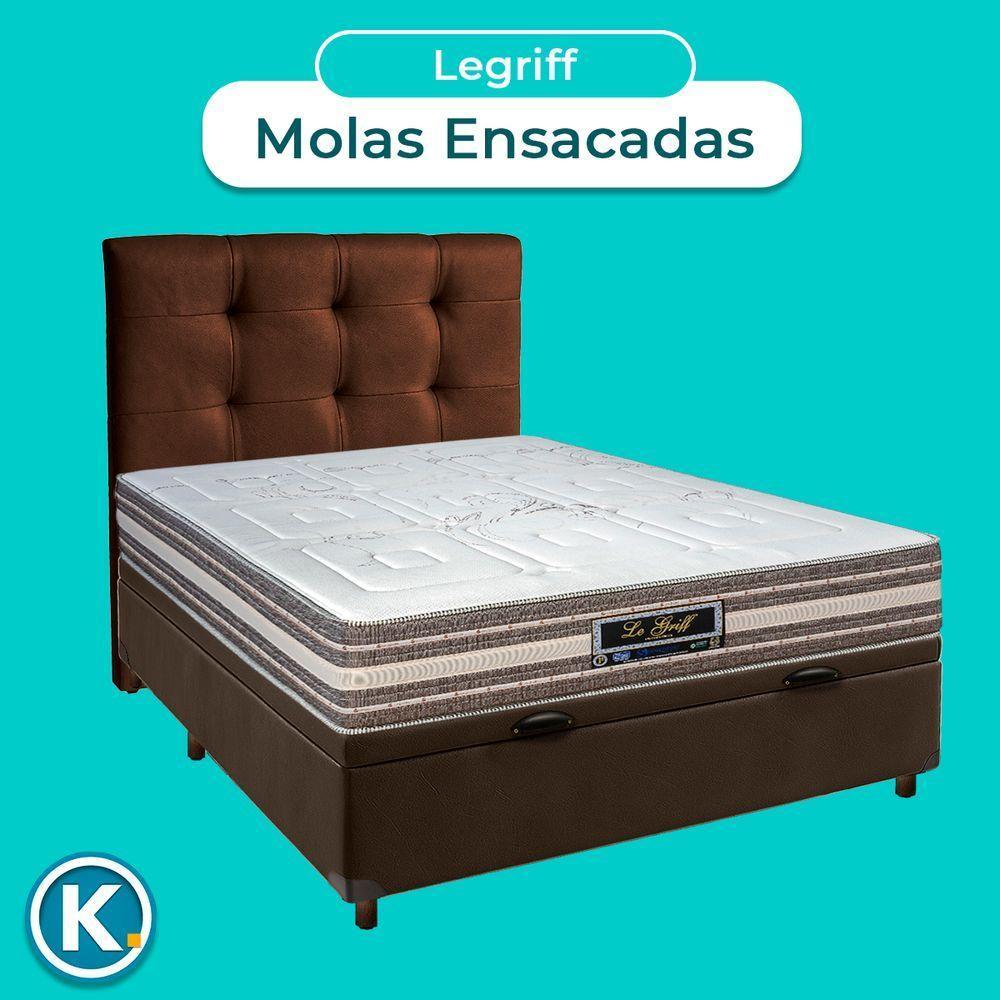Conjunto Cama Box Bau Marrom Casal + Colchão Molas Ensacadas Legriff Sankonfort + Cabeceira - 4
