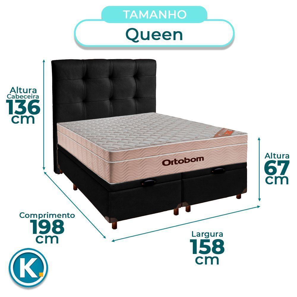 Conjunto Cama Box Bau Blindado Queen + Colchão Molas Ensacadas Airtech Ortobom + Cabeceira - 3