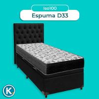 Conjunto Cama Box Bau Preto Solteiro + Colchão D33 Iso100 Ortobom + Cabeceira