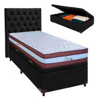 Conjunto Cama Box Bau Blindado Solteiro + Colchão Molas Ensacadas Legaccy Paropas + Cabeceira - 1