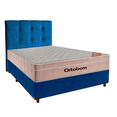 Conjunto Cama Box Blindado Casal + Colchão Molas Ensacadas Airtech Ortobom + Cabeceira