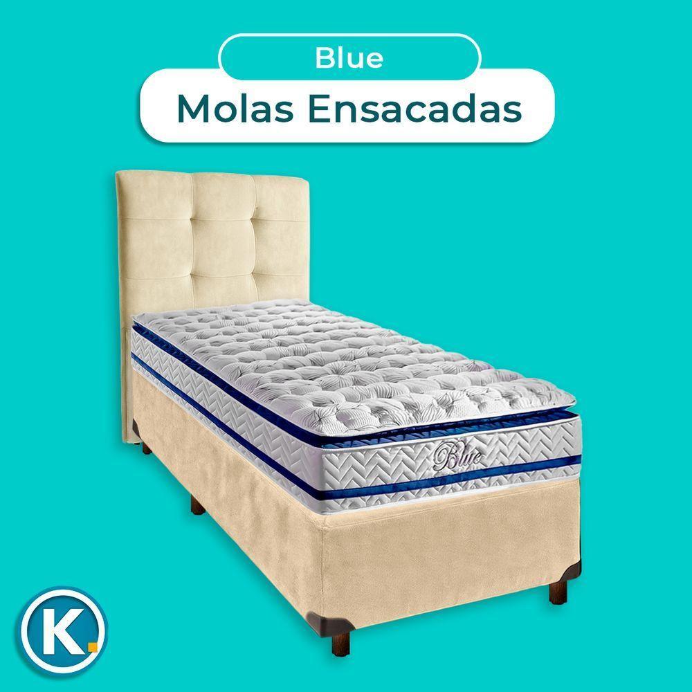 Kit Cabeceira + Cama Box + Colchão Solteiro Molas Ensacadas Blue Paropas - 4