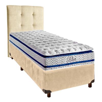 Kit Cabeceira + Cama Box + Colchão Solteiro Molas Ensacadas Blue Paropas