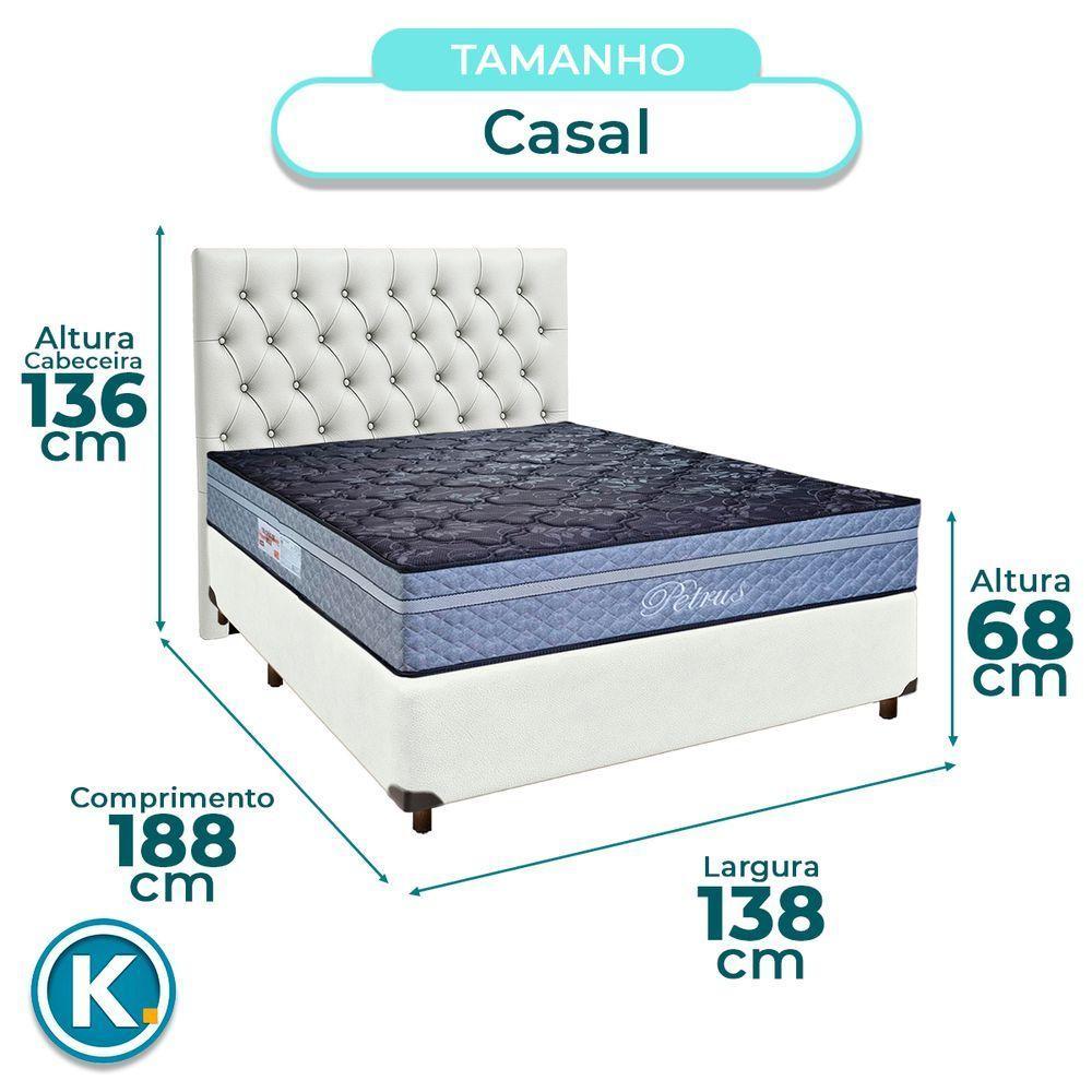 Conjunto Cama Box Branco Casal + Colchão Molas Ensacadas Petrus Paropas + Cabeceira - 3