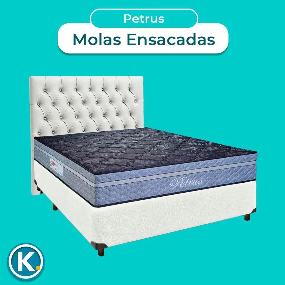 Conjunto Cama Box Branco Casal + Colchão Molas Ensacadas Petrus Paropas + Cabeceira - 4