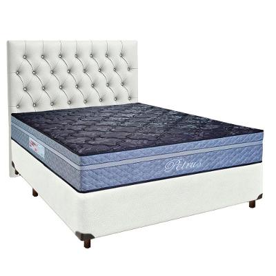 Conjunto Cama Box Branco Casal + Colchão Molas Ensacadas Petrus Paropas + Cabeceira