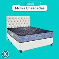Conjunto Cama Box Branco Casal + Colchão Molas Ensacadas Petrus Paropas + Cabeceira