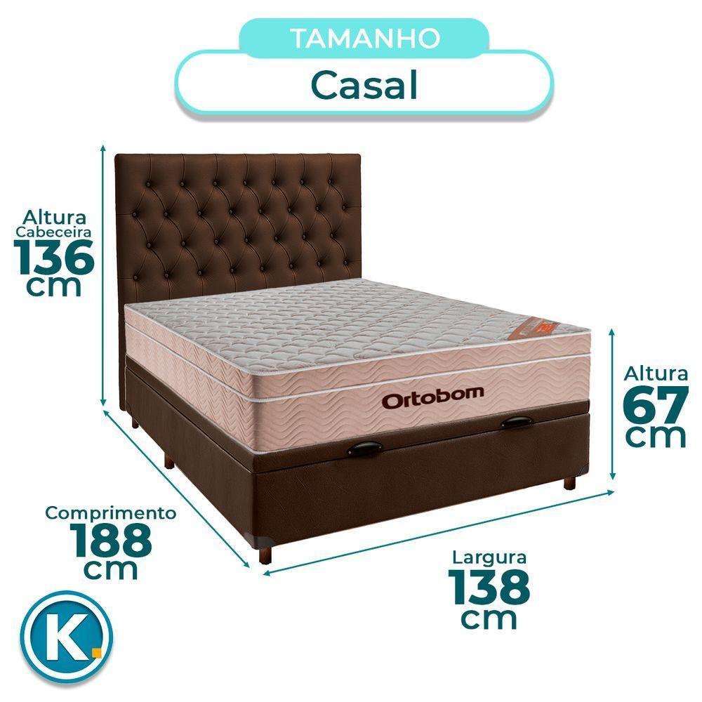 Conjunto Cama Box Bau Blindado Casal + Colchão Molas Ensacadas Airtech Ortobom + Cabeceira - 3