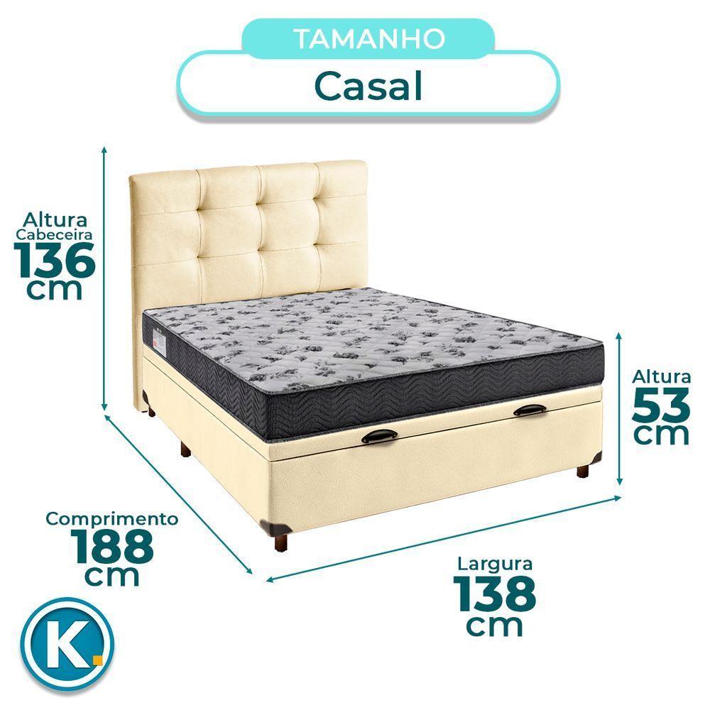 Cama Box Bau + Colchão Casal Ortobom D33 Iso100 + Cabeceira Estofada - 3
