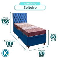 Conjunto Cama Box Bau Azul Solteiro + Colchão D26 Ortophedic Sankonfort + Cabeceira - 3