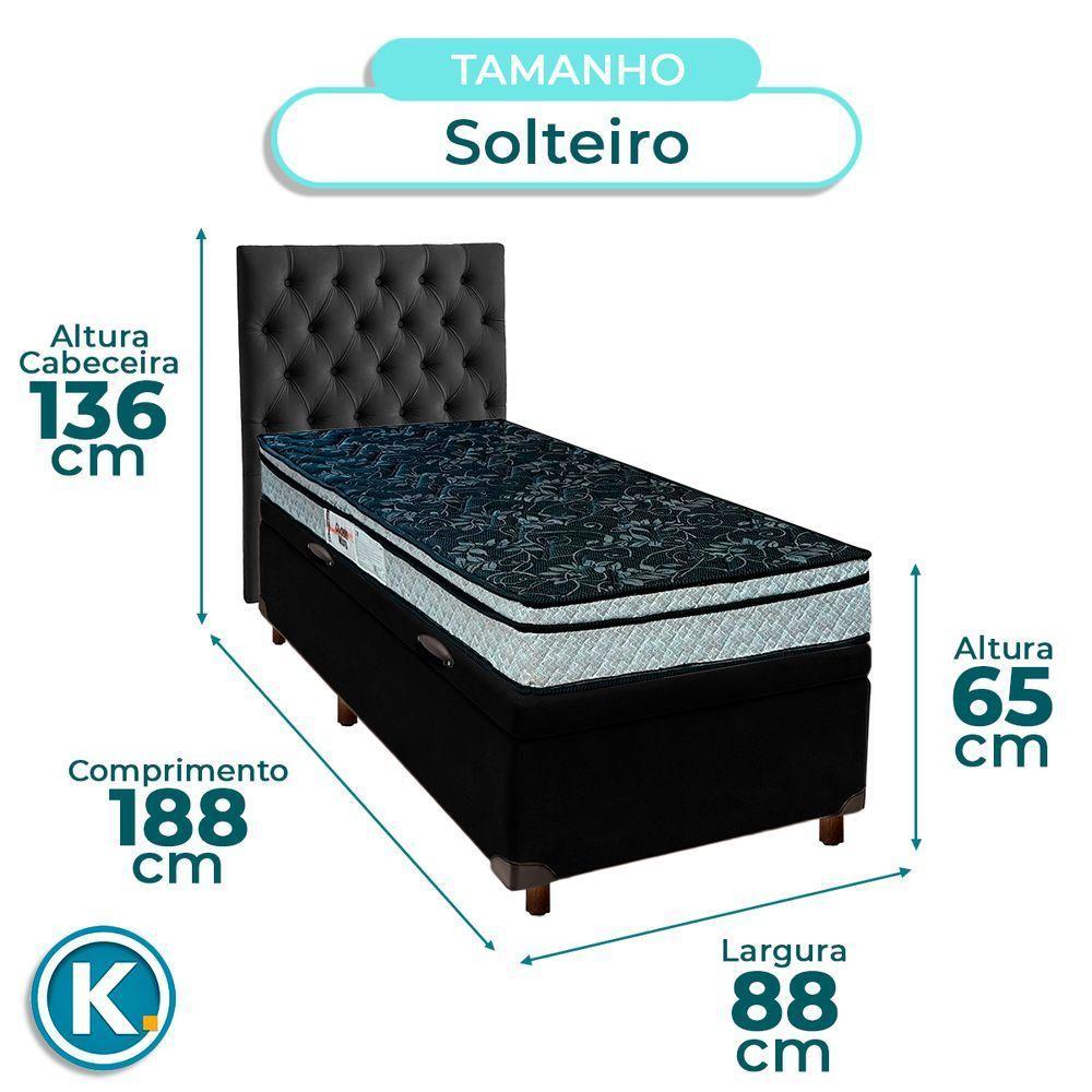 Cama Box Bau + Colchão Solteiro D28 Conforto Paropas + Cabeceira Estofada - 3