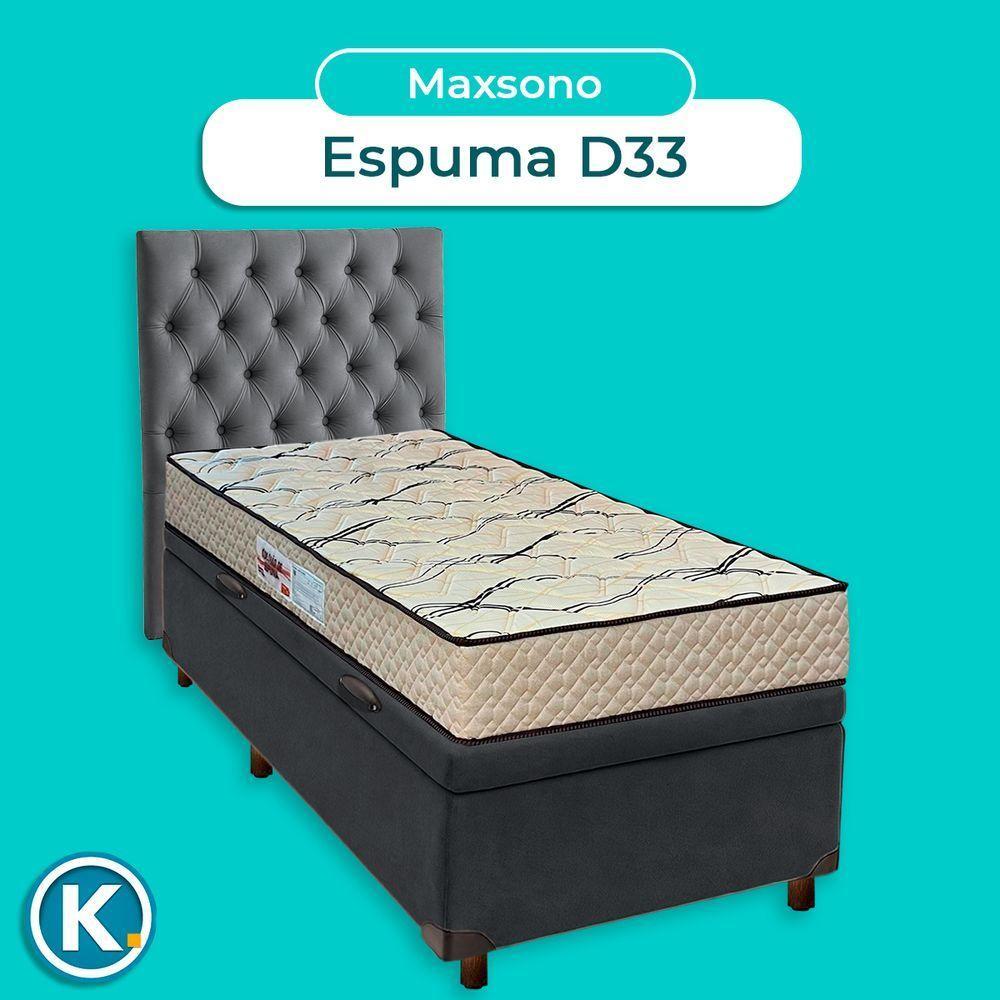 Cama Box Bau + Colchão Solteiro D33 Maxsono Paropas + Cabeceira Estofada - 4