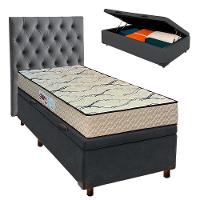 Cama Box Bau + Colchão Solteiro D33 Maxsono Paropas + Cabeceira Estofada - 1