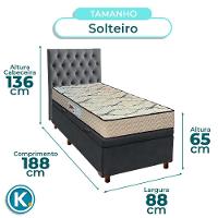 Cama Box Bau + Colchão Solteiro D33 Maxsono Paropas + Cabeceira Estofada - 3