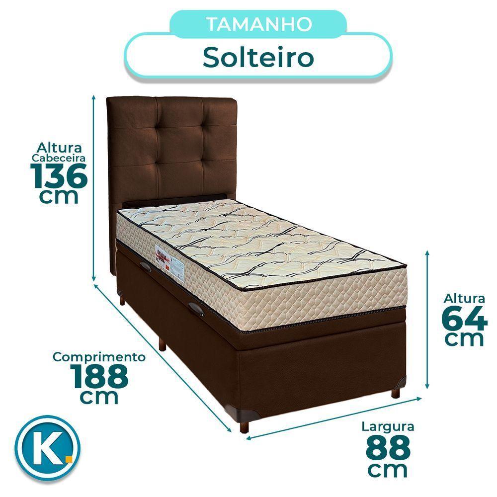 Cama Box Bau + Colchão Solteiro D33 Maxsono Paropas + Cabeceira Estofada - 3