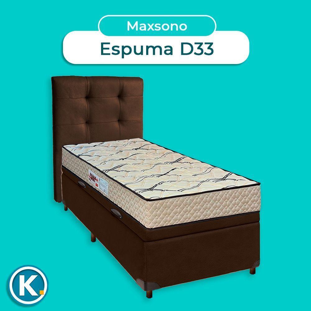 Cama Box Bau + Colchão Solteiro D33 Maxsono Paropas + Cabeceira Estofada - 4