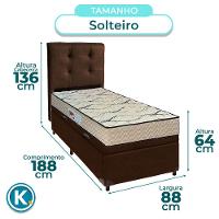 Cama Box Bau + Colchão Solteiro D33 Maxsono Paropas + Cabeceira Estofada - 3