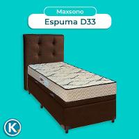 Cama Box Bau + Colchão Solteiro D33 Maxsono Paropas + Cabeceira Estofada