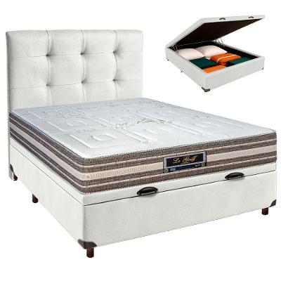 Conjunto Cama Box Bau Blindado Casal + Colchão Molas Ensacadas Legriff Sankonfort + Cabeceira