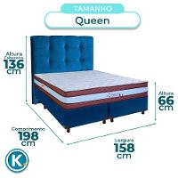 Conjunto Cama Box Azul Queen + Colchão Molas Ensacadas Legaccy Paropas + Cabeceira - 3
