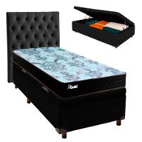 Cama Box Bau + Colchão Solteiro Molas Ensacadas Life Gold Paropas + Cabeceira Estofada - 1