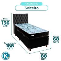 Cama Box Bau + Colchão Solteiro Molas Ensacadas Life Gold Paropas + Cabeceira Estofada - 3