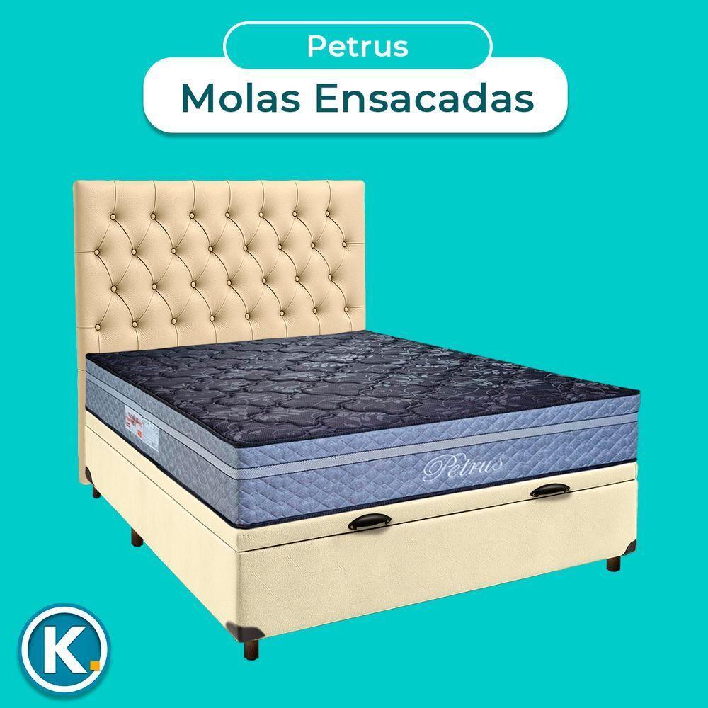 Conjunto Cama Box Bau Blindado Casal + Colchão Molas Ensacadas Petrus Paropas + Cabeceira - 4