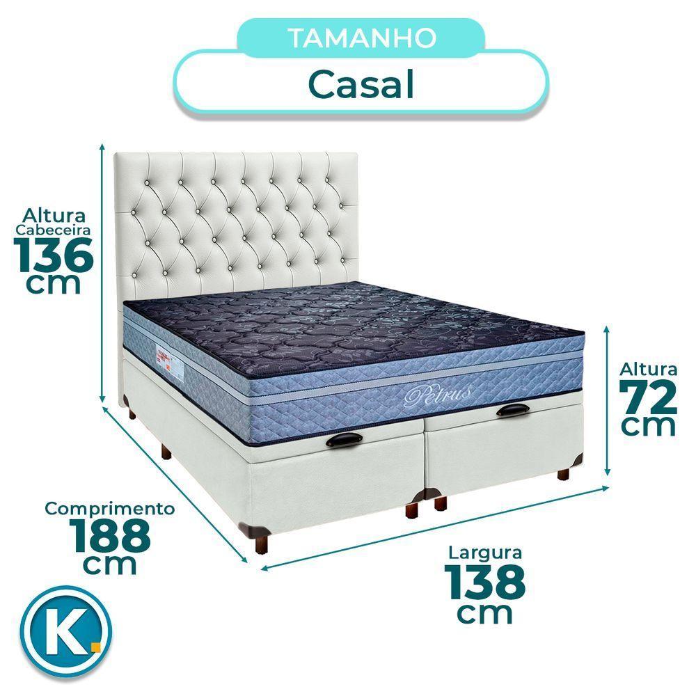 Cama Box Bau + Colchão Casal Molas Ensacadas Petrus Paropas + Cabeceira Estofada - 3
