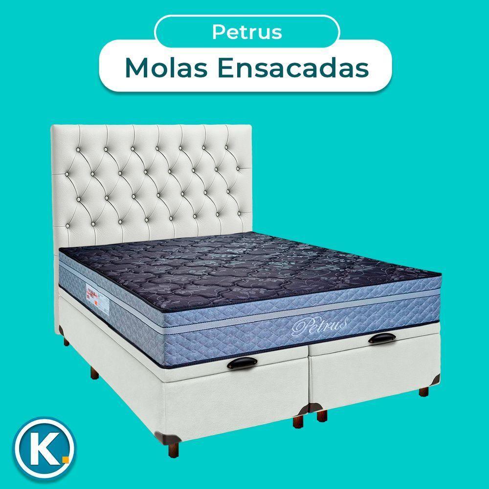 Cama Box Bau + Colchão Casal Molas Ensacadas Petrus Paropas + Cabeceira Estofada - 4