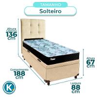 Cama Box Bau + Colchão Solteiro Molas Ensacadas Life Gold Paropas + Cabeceira Estofada - 3