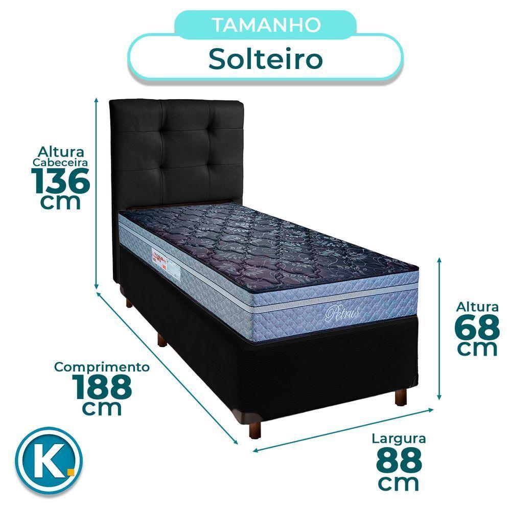 Cama Box + Colchão Solteiro Molas Ensacadas Petrus Paropas + Cabeceira Estofada - 3