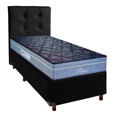 Cama Box + Colchão Solteiro Molas Ensacadas Petrus Paropas + Cabeceira Estofada